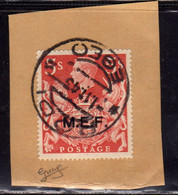 OCCUPAZIONE BRITANNICA 1. 11 . 1943 MEF RODI EGEO M.E.F. 5s USATO SU FRAMMENTO USED ON PAPER OBLITERE' FIRMATO SIGNED - Occ. Britanique MEF