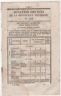 1848 BULLETIN DES LOIS N°110 - PRIX HECTOLITRE DE FROMENT - Décrets & Lois