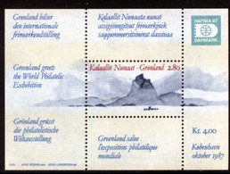 GREENLAND 1987 HAFNIA Stamp Exhibition Block II. MNH / **.  Michel Block 2 - Bloques