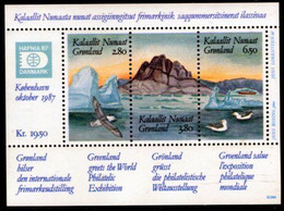 GREENLAND 1987 HAFNIA Stamp Exhibition Block I MNH / **.  Michel  Block 1 - Blocchi