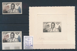 AEF GENERAL EBOUE DALLAY AIR 61 STAMP LH IMPERFORATED MNH ARTIEST PROOF SIGNED RAOUL SERRES - Ungebraucht