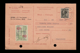 COB 390 (70c) - Obl. UCCLE 5 UKKEL 5 - S/Carte-Récépissé Du 24/X/1935 + 1 Timbre Fiscal De 0.30 Fr. - Dokumente