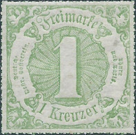 Germany Deutschland  ALLEMAGNE,Thurn And Taxis1865 Colored Print On White Paper 1Kr Green-Rouletted Perf 15½-16 MNH - Nuovi