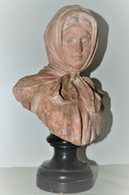 BUSTE TERRE CUITE LA FRILEUSE PIECE UNIQUE Dédicacée JEAN LANGLOIS 1915 WW1 XXe SCULPTURE COLLECTION DECO - Altri & Non Classificati