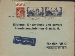 Lettre Par Avion Pour Berlin Allemagne YT 235 + 311 X2 Moulin Alphonse Daudet CAD Paris XVI R Singer 8 3 38 Dos Paris RP - 1960-.... Covers & Documents