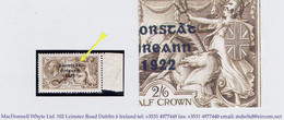 Ireland 1922-23 Thom Saorstat 3-line Ovpt On 2s6d Brown Var "Reversed Accent" Of Row 7/4 Marginal Mint Hinged, Certifica - Usados