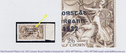 Ireland 1922-23 Thom Saorstat 3-line Ovpt On 2s6d Brown Var "Reversed Accent" Of Row 7/4 Marginal Mint Hinged, Certifica - Usati