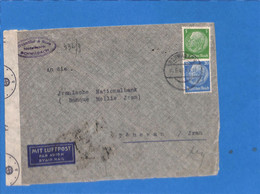 Allemagne Reich 1941 Lettre Par Avion De Schwabach  à Téhéran (Iran), Avec Censure   (G2312) - Covers & Documents