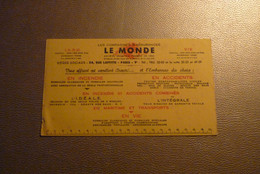 Buvard "Les Compagnies D'Assurances Le Monde" - 1.A.R.D." - Banque & Assurance