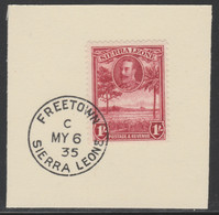 Sierra Leone 1932 KG5 Pictorial 1s Lake SG 163on Piece With Madame Joseph Forged Postmark Type 393 - Sierra Leona (...-1960)