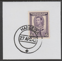 Somaliland 1938 KG6 Side Face 6a On Piece Cancelled With Madame Joseph Forged Postmark Type 103 - Somaliland (Protectoraat ...-1959)