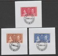 Bechuanaland 1937 KG6 Coronation Set Of 3 Each On Individual Piece Cancelled With Madame Joseph Forged Postmark Type 143 - 1885-1895 Kronenkolonie