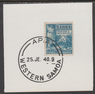 Samoa 1921 Native Hut 5d Light Blue On Piece Cancelled With Madame Joseph Forged Postmark Type 376 - Samoa