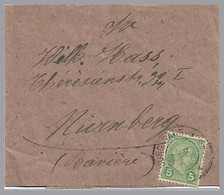 LUXEMBOURG - 5c Adolphe Sole Use - Wrapper To Bavaria In 1898 - 1895 Adolphe Right-hand Side