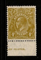 Australia SG 102  1929  King George V SMW Perf 13.5 X 12.5, 4d Yellow-Olive ,Mint Never Hinged - Nuevos