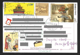 China Pocahontas Card With Legend , Literature & Museum Stamps Sent To Peru - Gebruikt