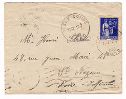 Lettre 1938 Vieux-Condé Nord Type Paix 65 Centimes Saint-Nazaire Loire Inférieure Saint Brevin Sur Loire - 1932-39 Peace