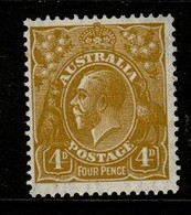 Australia SG 129  1933  King George V C Of A Perf 13.5 X 12.5, 4d  Yellow-Olive ,Mint Never Hinged - Neufs