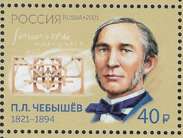 Russia 2021, P. Chebyshev (1821-1894), Great Russian Mathematician, VF MNH** - Ungebraucht