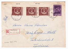 Registered 1960 Suède Herrljunga Sven Nilsson Sweden Sverige Tyskland Enger Deutschland - Storia Postale