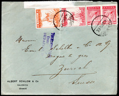 190.GREECE,1915 COVER SALONIQUE TO SWITZERLAND,HUNGARY CENSOR,SCARCE - Oblitérés