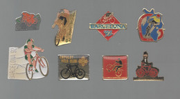 PINS PIN'S VELO CYCLISME 787 CLUBS EMPALOT JO BARCELONA BESANCON LUTTERBACH GRAFFENSTADEN LOT 8 PINS - Cyclisme