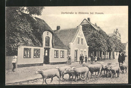 AK Rödemis B. Husum, Schafherde Auf Der Dorfstrasse - Husum