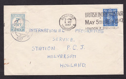 UK: Cover To Netherlands, 1947, 1 Stamp, King George VI, KGVI, Taxed, Dutch Postage Due Stamp (minor Discolouring) - Storia Postale