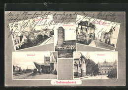 AK Delmenhorst, Bahnhof, Wasserturm, Fischstrasse Und Koppelstrasse - Delmenhorst