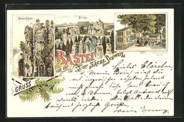 Lithographie Bastei, Basteifelsen Und Brücke - Bastei (sächs. Schweiz)