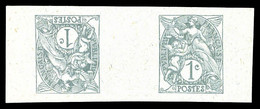 N°107 (*) 1c Gris Sur Verdâtre, épreuve TETE-BECHE Avec Pont. TTB (certificat) - Unused Stamps