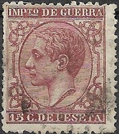 SPAIN 1877 War Tax Stamp - Cuban War (1868-78) - 15c. De P - Purple FU - War Tax