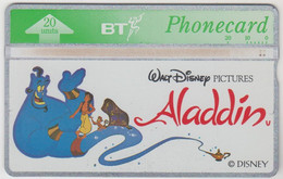 UK (L&G) - Disney Aladdin & Genie / Blank Reverse, 20 Units, CN : 352E, Used - BT Emissioni Commemorative
