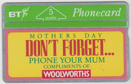 UK (L&G) - Woolworths - Mothers' Day, 5 Units, CN : 202E, Used - BT Emissioni Pubblicitarie