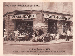 NICE - Restaurant Aux Gourmets, 12 Rue Dante (près Boulevard Gambetta Et Promenade Des Anglais) - Pubs, Hotels And Restaurants