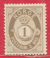 Norvège N°22 1ö Gris-olive 1877-78 * - Neufs