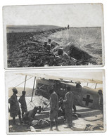 CASABLANCA MAROC - TIRAILLEURS ET AVION BIPLAN MEDICAL - LOT DE 2 CARTES PHOTOS COUTANSON - Guerre 1914-18