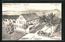 Künstler-AK Sonnenberg / Oberharz, Gasthaus Sonnenberg Mit Blick Zum Brocken Und Achtermans Höhe - Oberharz