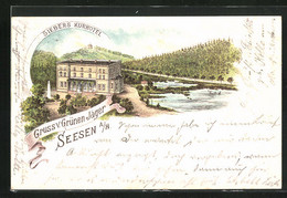 Lithographie Seesen A. H., Kur-Hotel Zum Grünen Jäger - Seesen