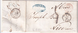 1860 - LETTRE De GENOVA => NICE Avec RARE ENTREE Par NICE ROUGE ! (VOIE TERRESTRE Par VINTIMILLE) - Marques D'entrées