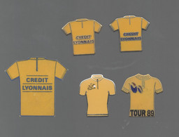 PINS PIN'S VELO CYCLISME 793 MAILLOT JAUNE TOUR DE FRANCE CREDIT LYONNAIS CL   LOT 5 PINS - Cyclisme