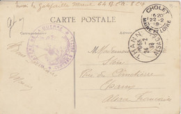 Alsace Reconquise, CP De Cholet Pour Thann Alsace (T 200) Le 24/2/18 En Franchise + Cachet Contrôle Postal - Autres & Non Classés