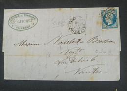 FRANCE - PLI 1861 Oblitération Paimboeuf BATEAU à VAPEUR Lettre Pour Nantes, Affr. Napoléon 20ct - 1862 Napoleone III