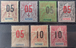 R2740/727 - 1912 - COLONIES FR. - GUYANE FR. - SERIE COMPLETE - N°66 à 72 NEUFS* - Unused Stamps