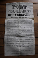 1840affiche PORT DE SAINT SEURIN D'UZET  De La Gironde  Travaux - Documents Historiques