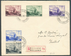 N°466/470 - Série LEOPOLD ROI AVIATEUR Obl. Sc BRUXELLES-AEROPORT  Sur Lettre Recommandée Du 15-3-1938 Vers Ixelles. TB - Covers & Documents