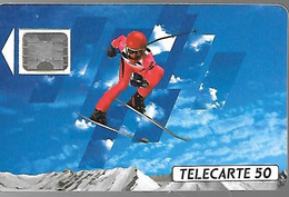 CARTE-PUBLIC-F132B-50U-SC5 On-Trou 6-12/90-SKIEUR 1-5 Pe-22205-UTILISEE-  TBE - 1990