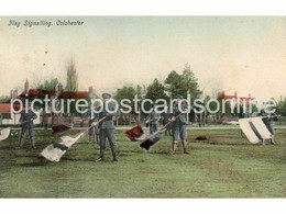 COLCHESTER FLAG SIGNALLING OLD COLOUR POSTCARD ESSEX - Colchester