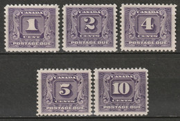 Canada 1930 Sc J6-10  Postage Due Set MLH* - Segnatasse