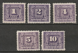 Canada 1930 Sc J6-10  Postage Due Set MH* - Postage Due